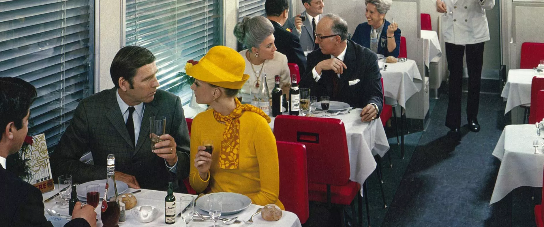 Archives du restaurant à bord d'un train dans les années 50