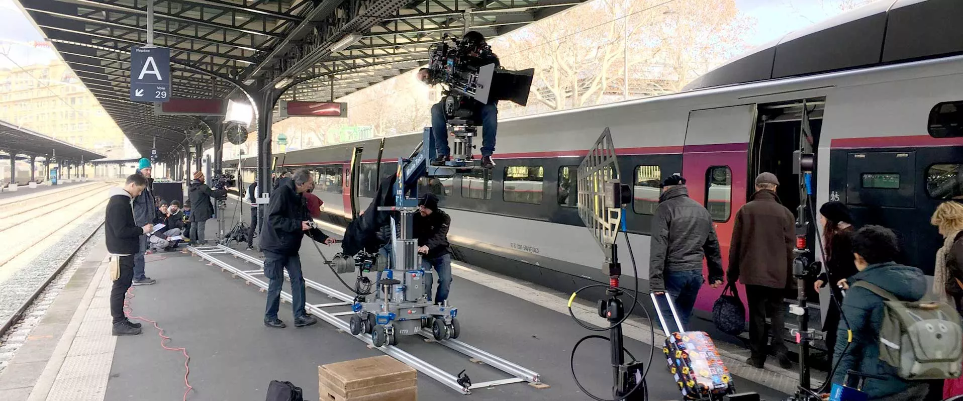 Tournage de film sur un quai