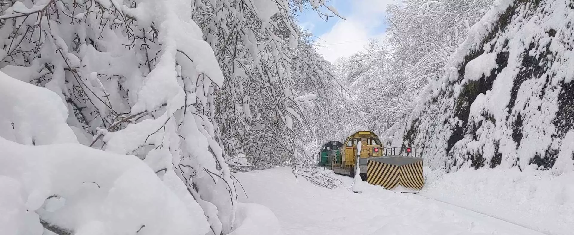 Déneigeuse SNCF Réseau sur voies ferroviaire