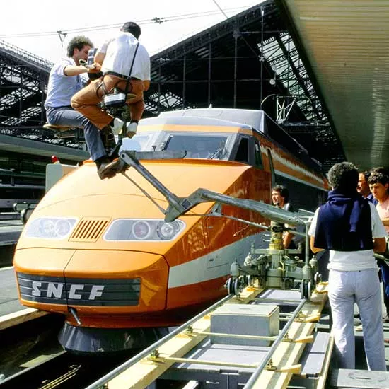 Tournage près d'un TGV Patrick dans les années 80
